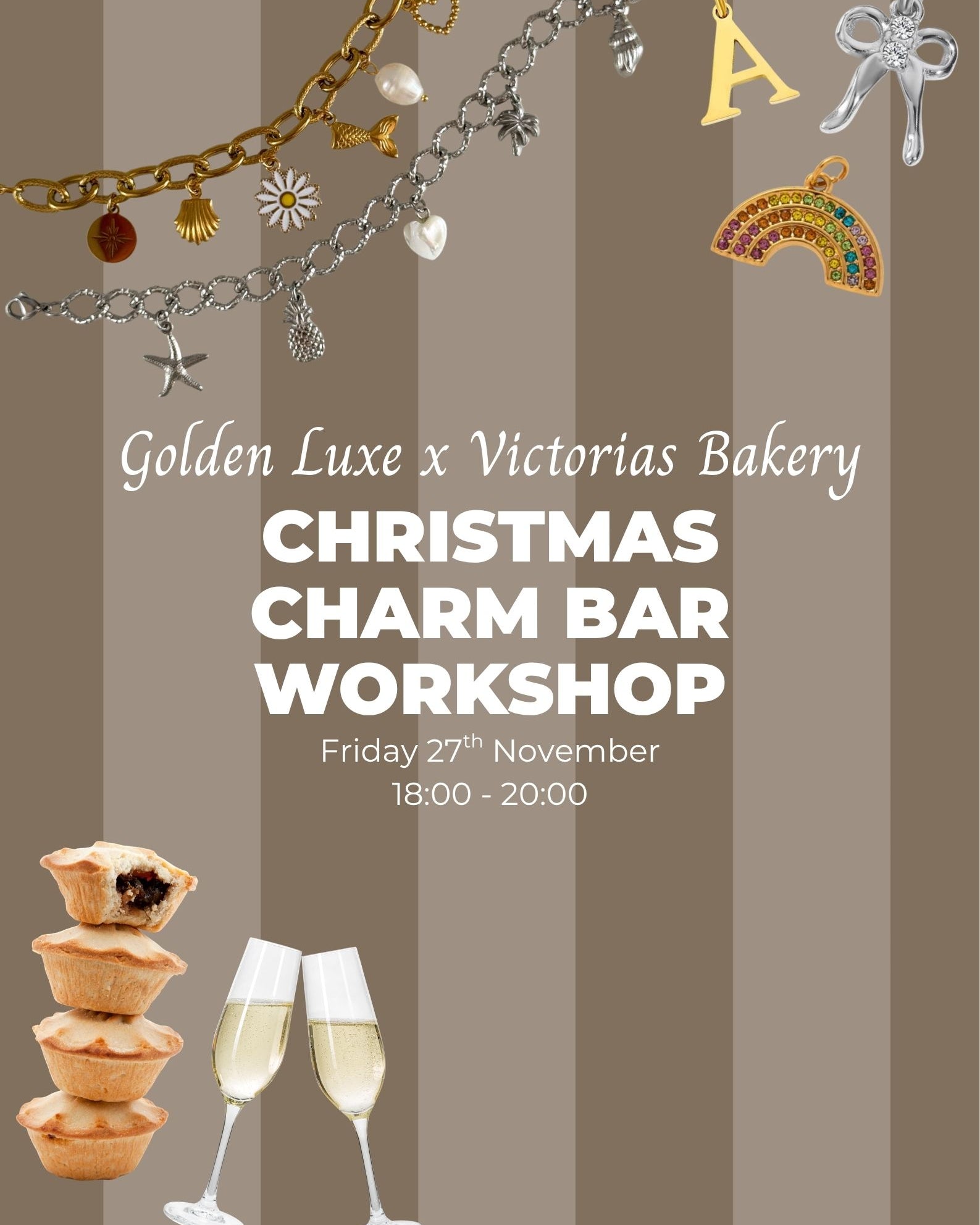 Golden Luxe Christmas Charm Bar Workshop at Victoria's Bakery in Ipswich on 27 November 2026