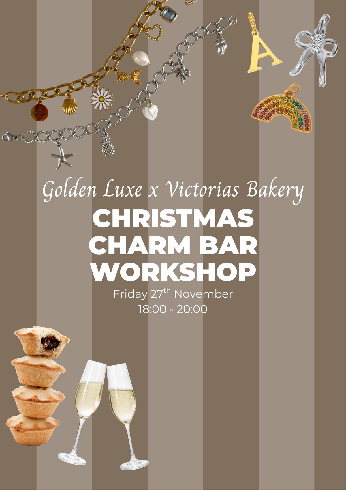Golden Luxe Christmas Charm Bar Workshop at Victoria's Bakery in Ipswich on 27 November 2026