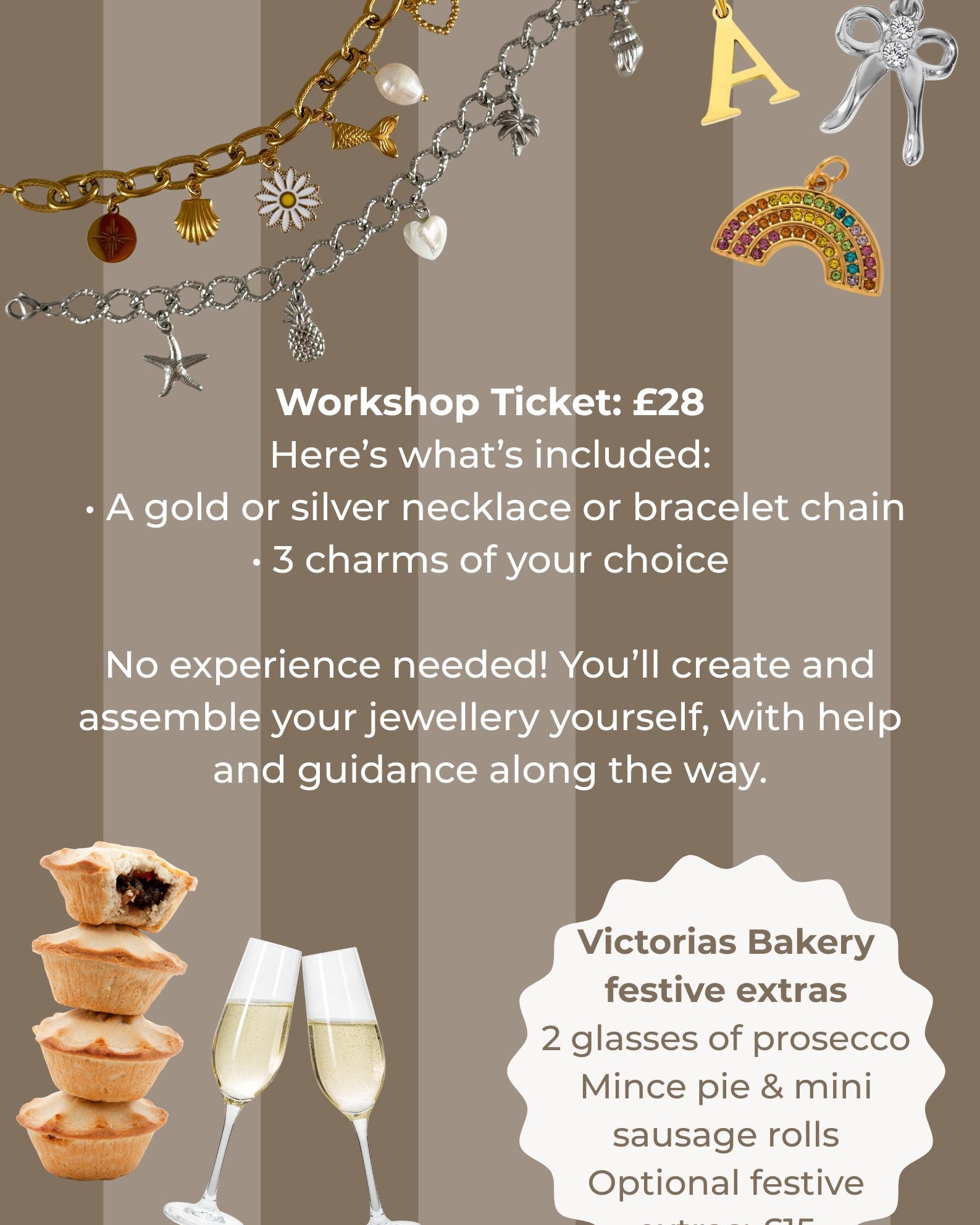 Christmas jewellery making workshop in Ipswich – £28 ticket includes a necklace or bracelet and three charms