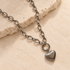 Silver detachable heart charm on a paperclip carabiner chain