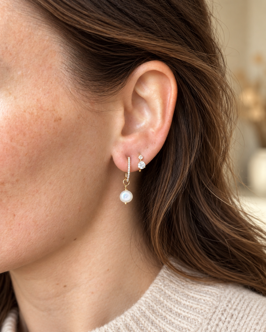 Petite Luna Spark cubic zirconia huggie hoop earrings