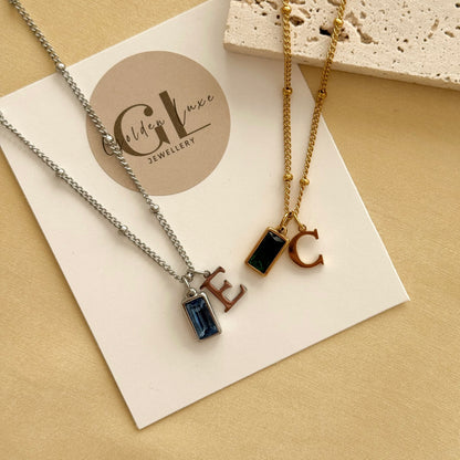 Birthstone Initial Necklace