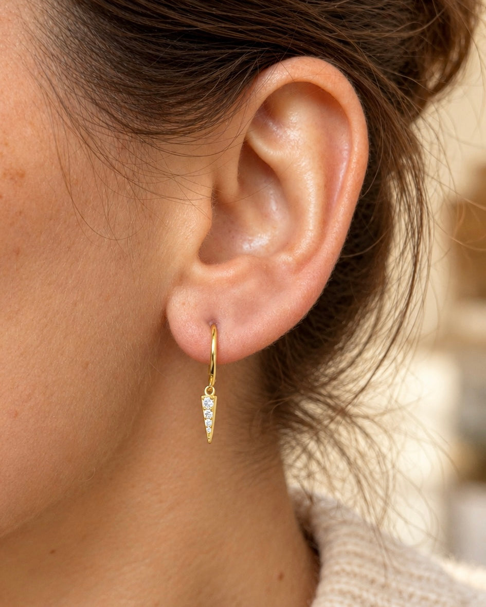 Lily 925 sterling silver cubic zirconia drop huggie earrings