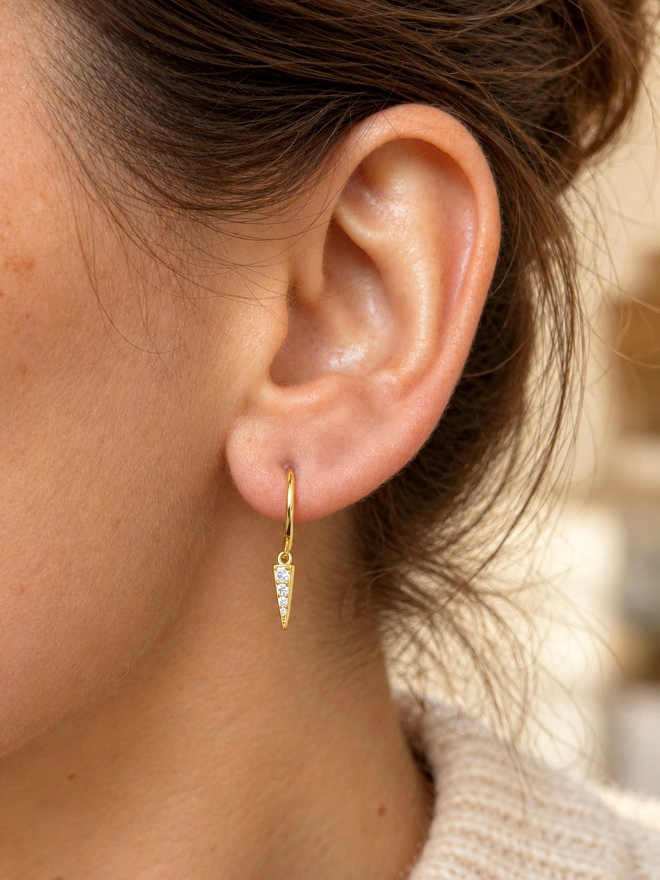 Lily 925 sterling silver cubic zirconia drop huggie earrings