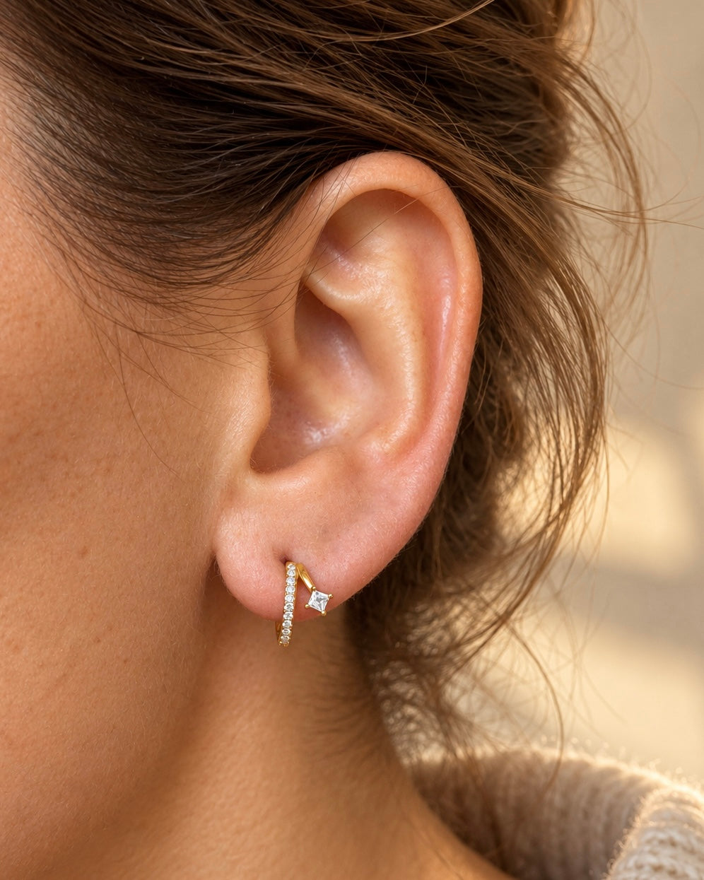 Valerie 925 sterling silver cubic zirconia huggie earrings