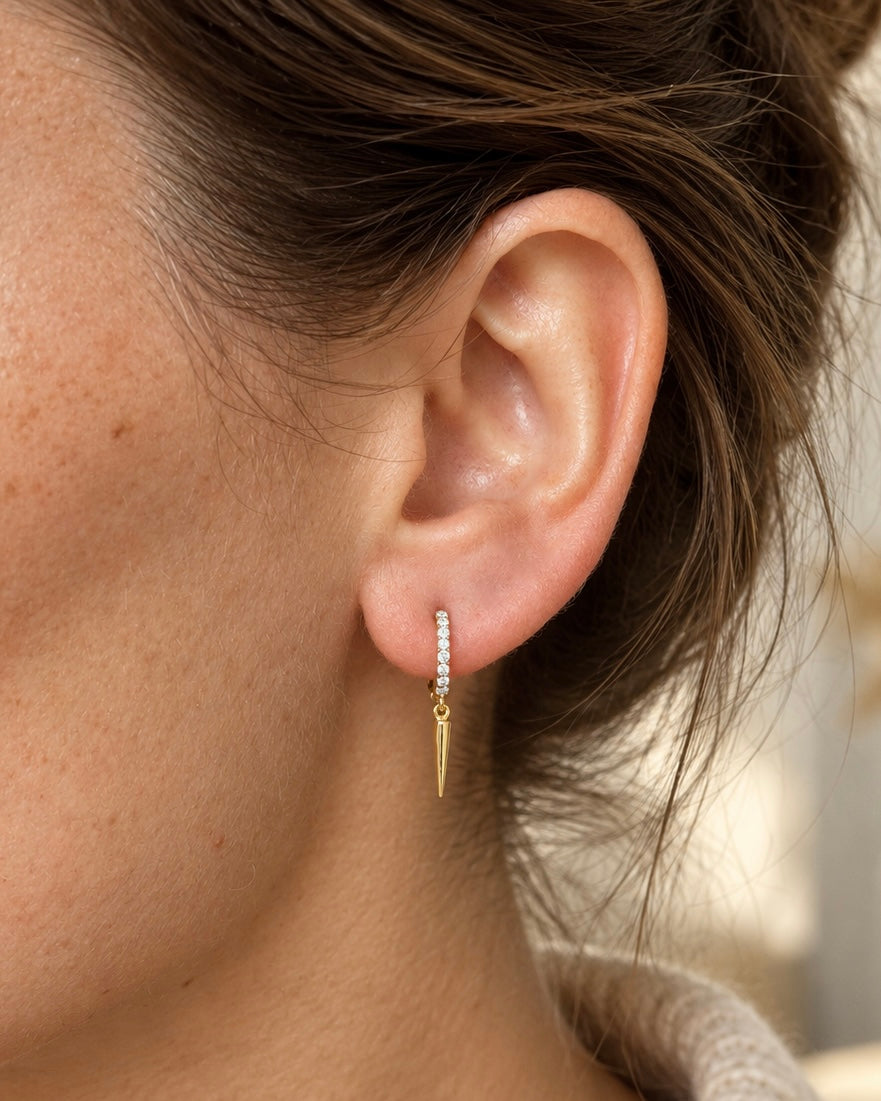 Margot 925 sterling silver cubic zirconia drop huggie earrings