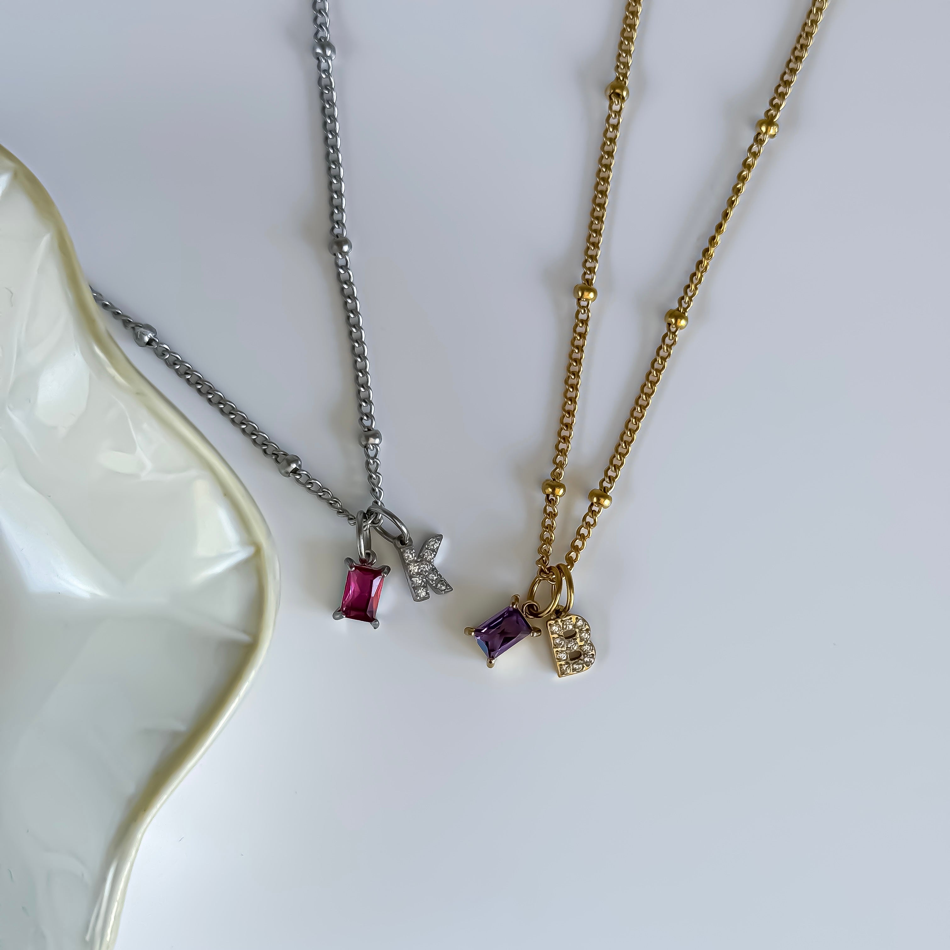 Birthstone Initial Necklace