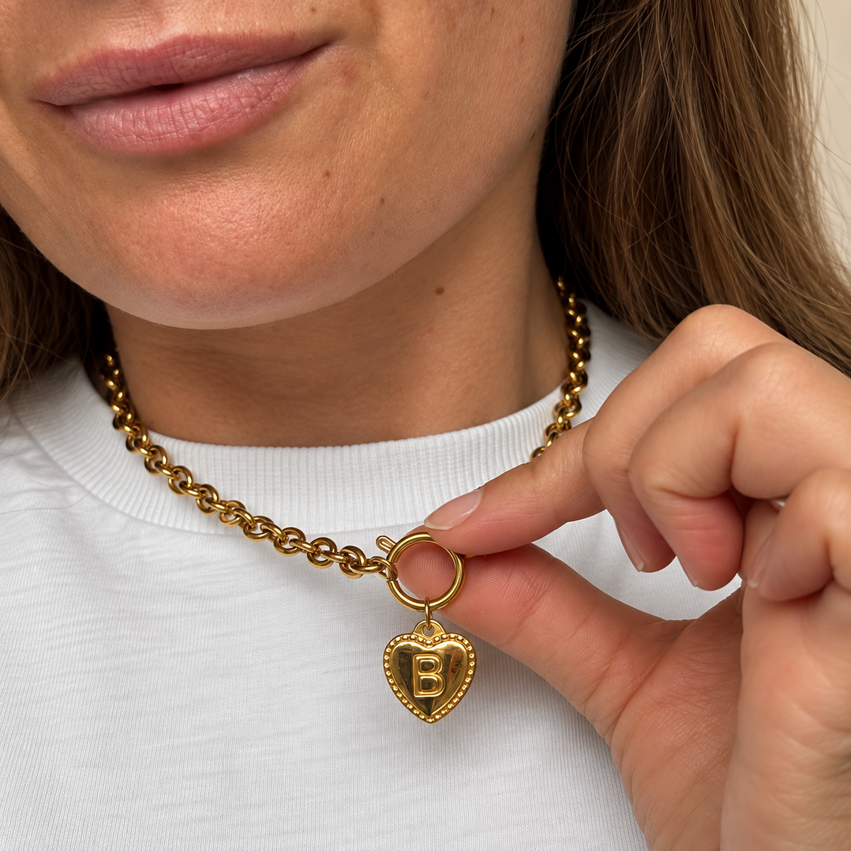 Initial Heart Charm Necklace