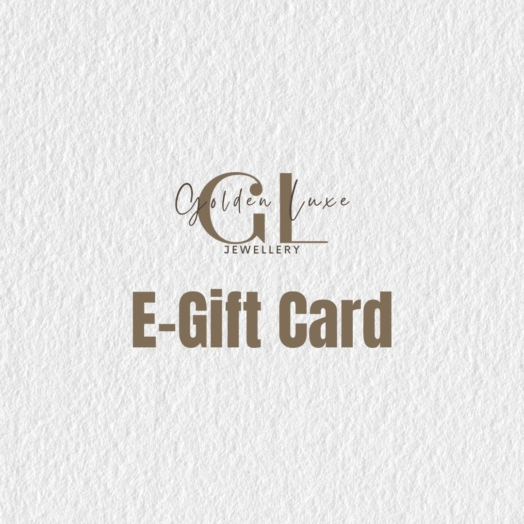 E-Gift card for Golden Luxe Jewellery on a textured white background