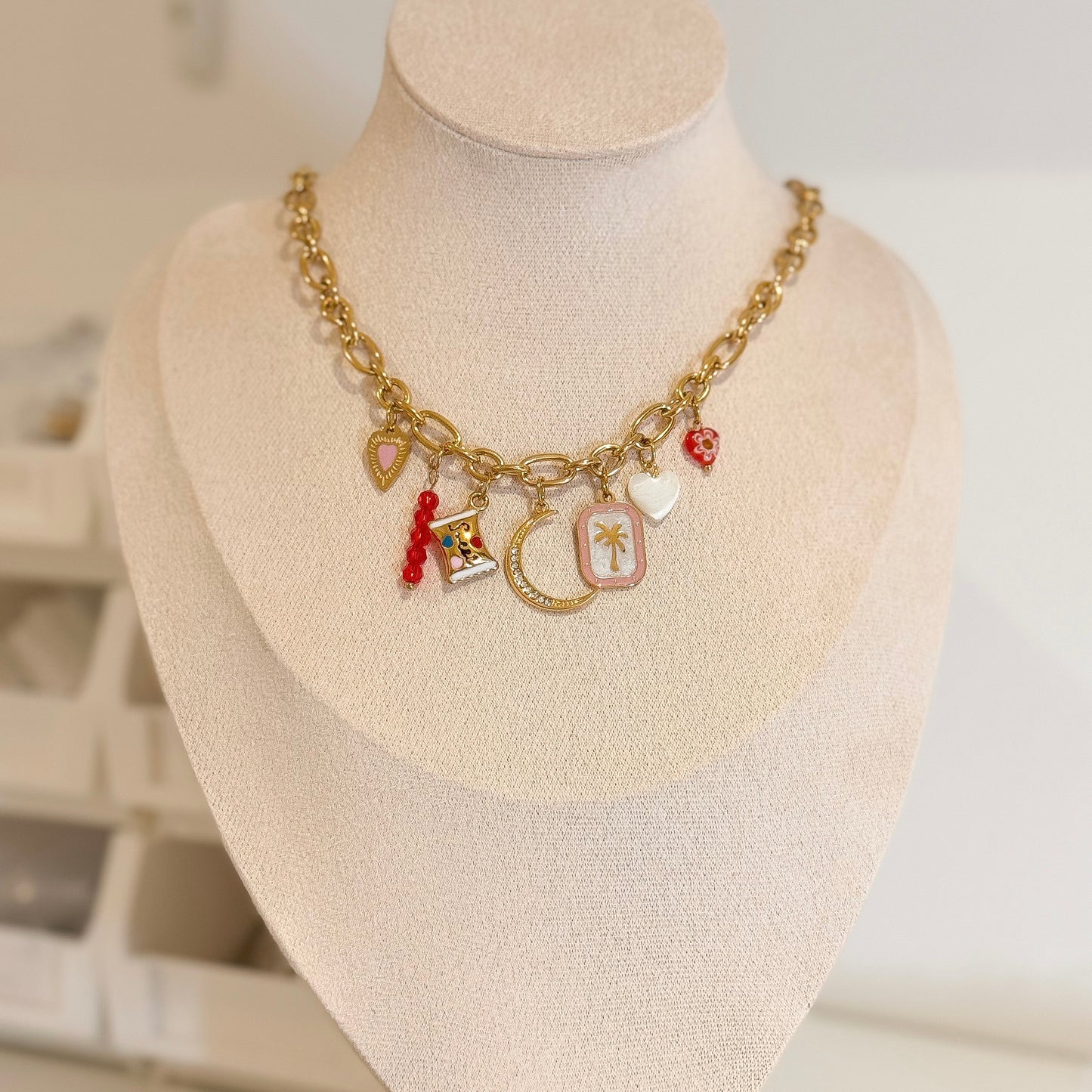 Gold Multi Charm Necklace