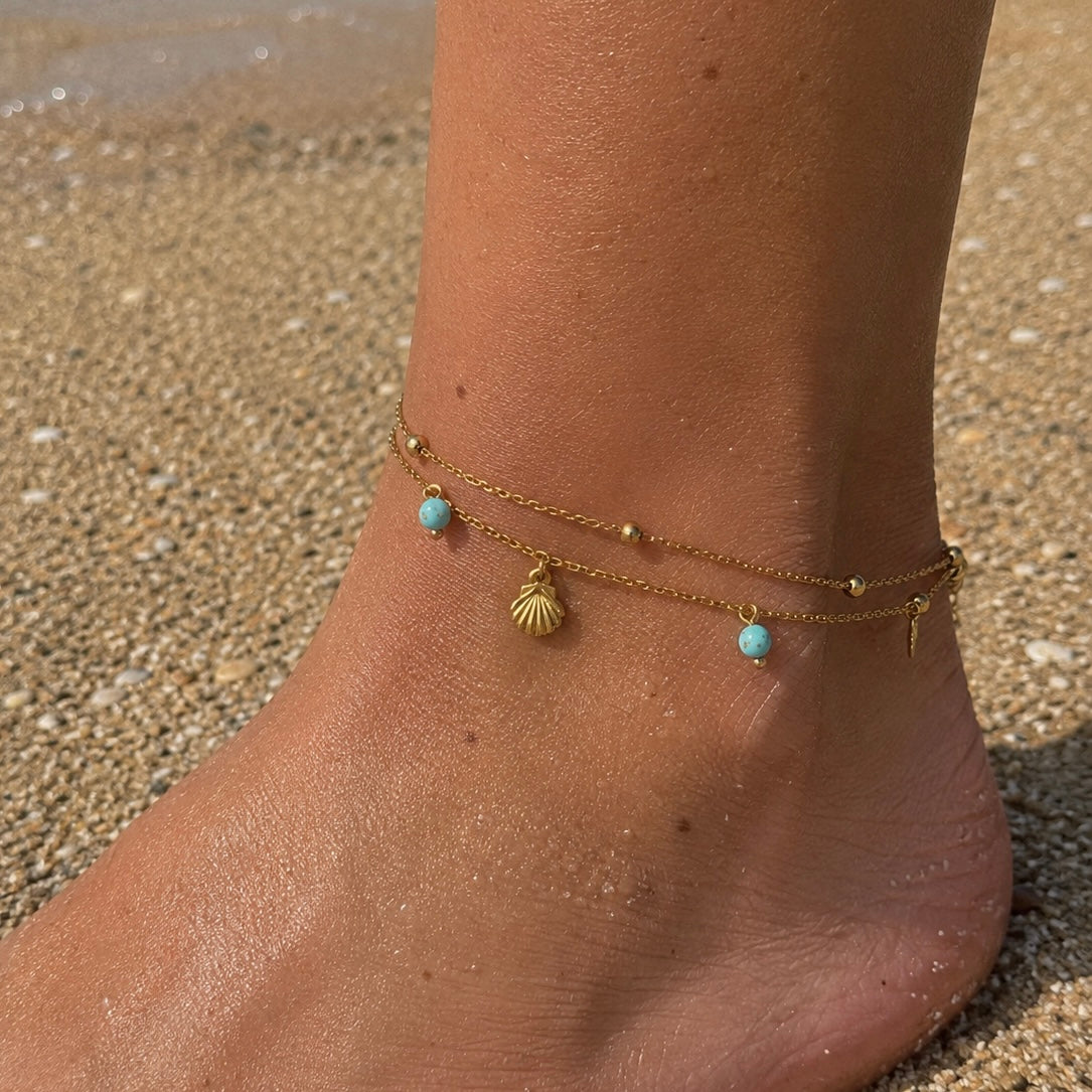 Azure Shell Anklet