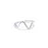 Silver ring with a wavy design on a white background