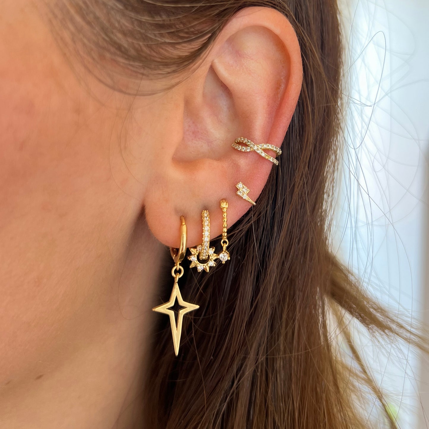North Star Huggie Hoop Earrings