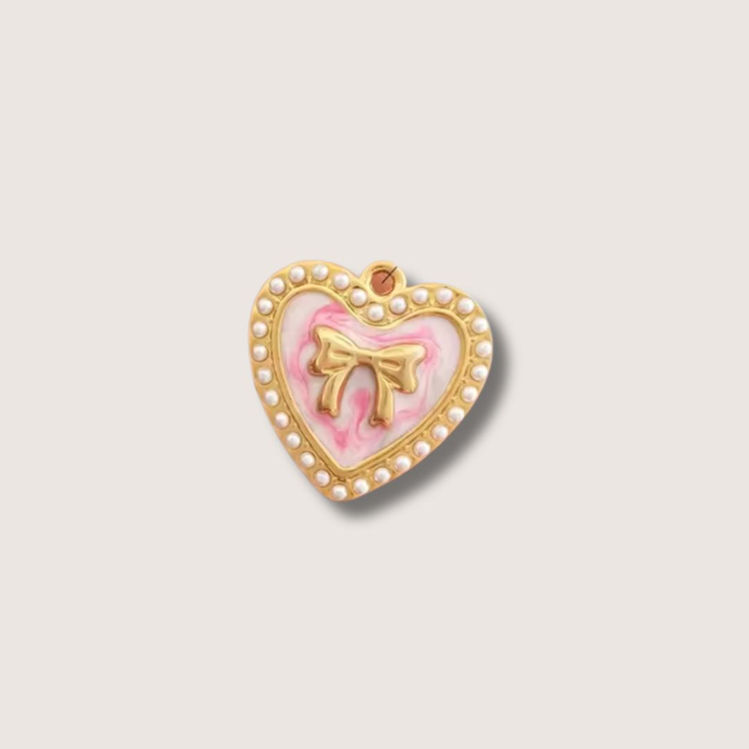 Pearl Heart Bow Charms