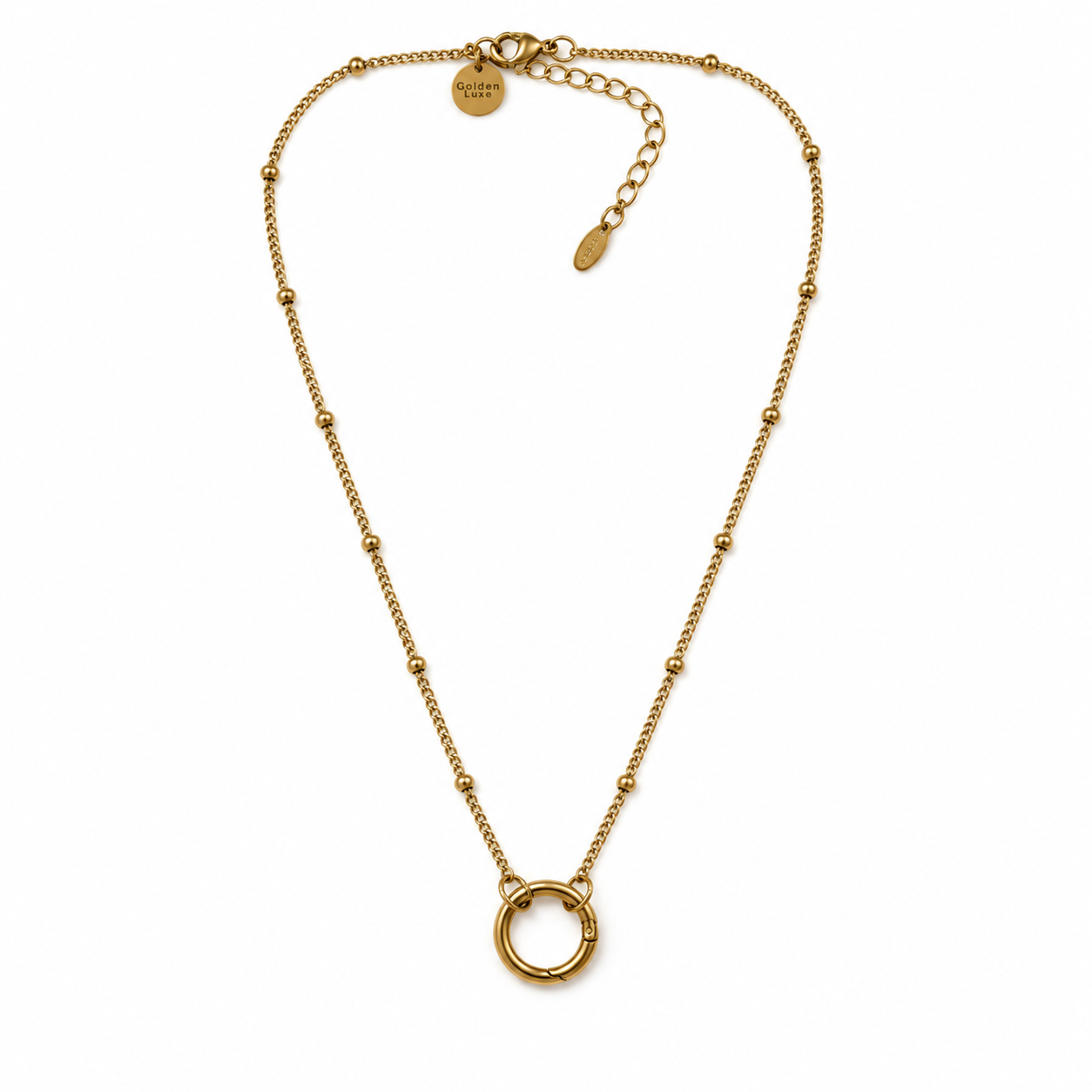 Gold dotty carabiner necklace with detachable clasp