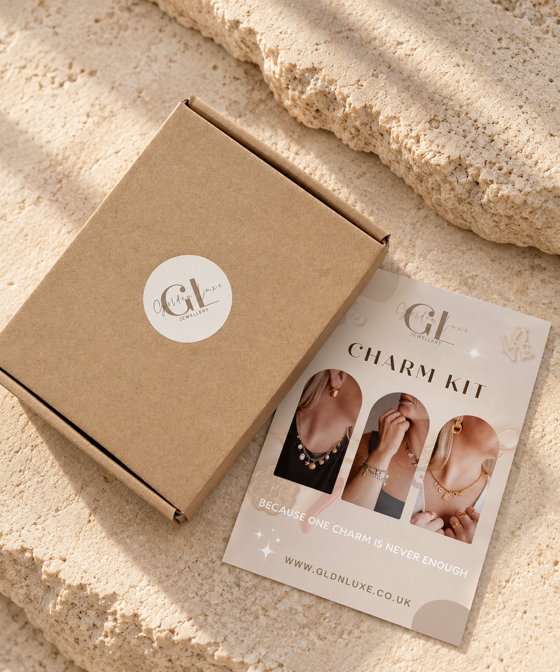 Golden Luxe Solo Necklace Charm Kit with DIY jewellery making box