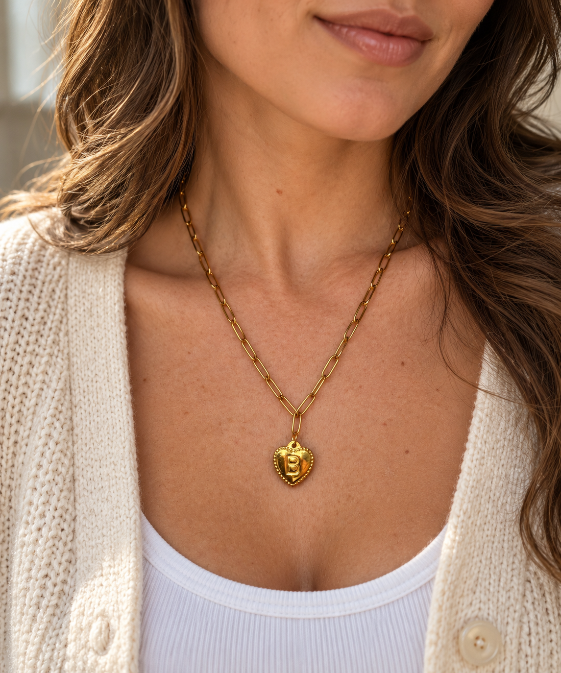 Initial Heart Paperclip Necklace