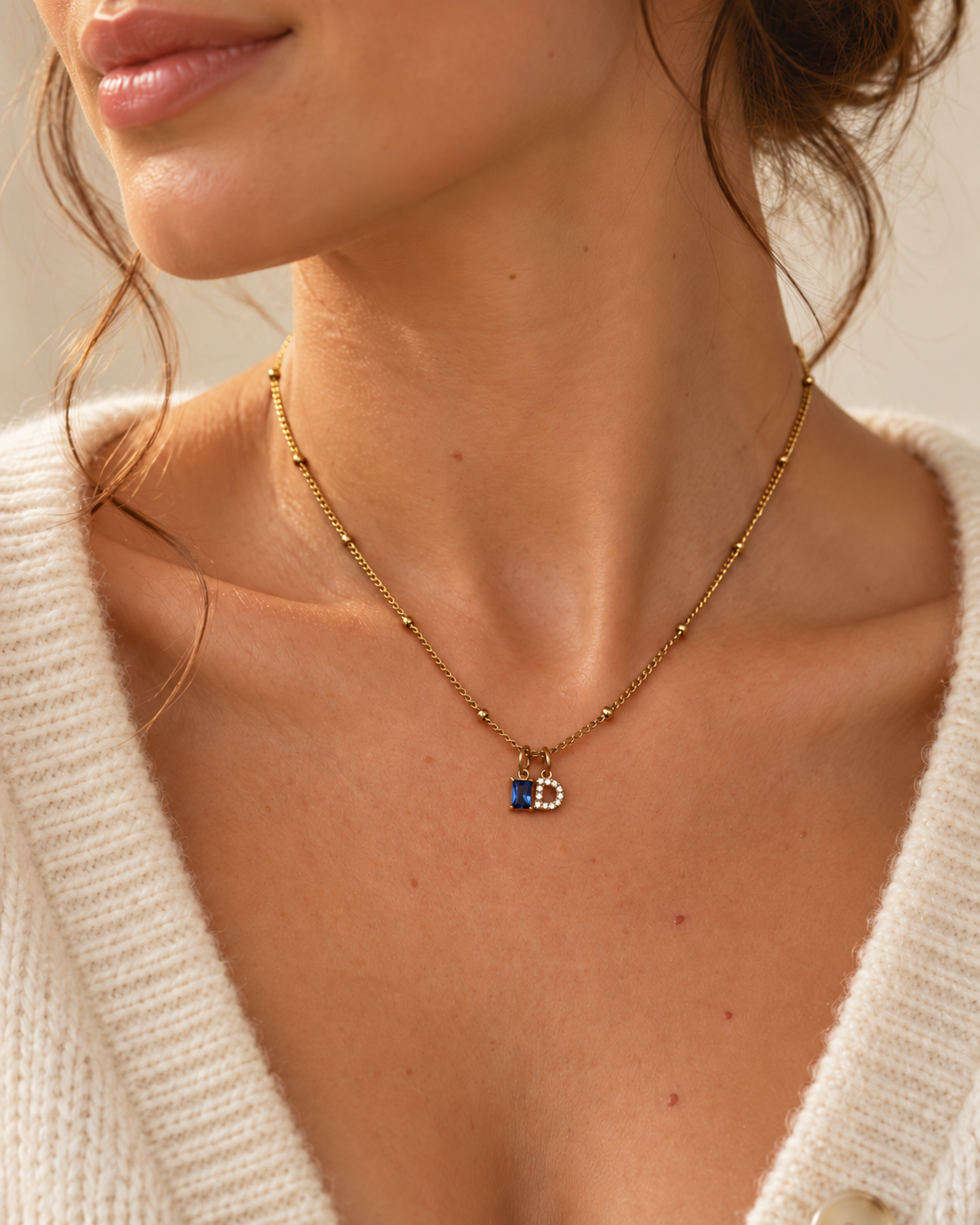 Birthstone Initial Necklace