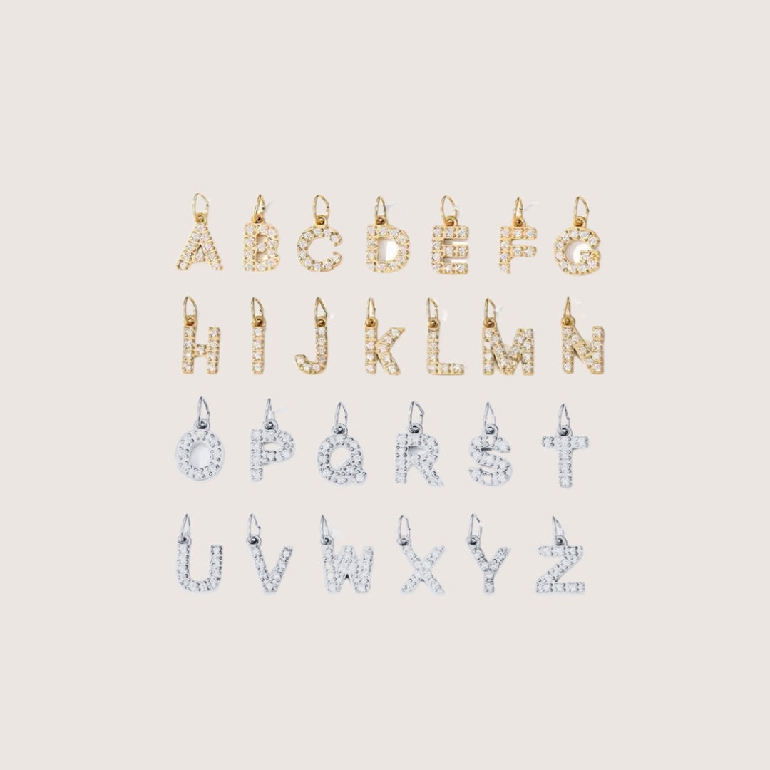 Cubic Zirconia Initial Charms