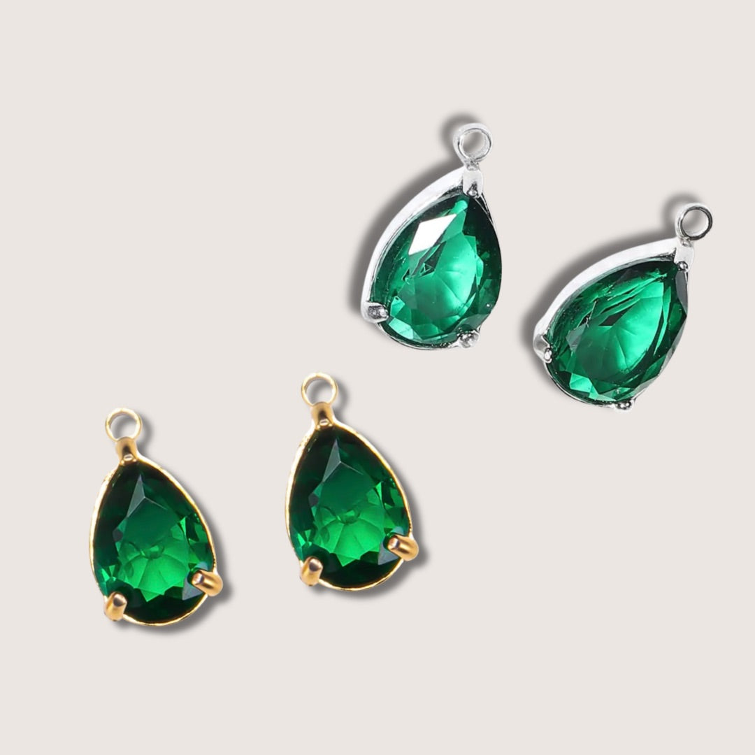 Green Teardrop Charms