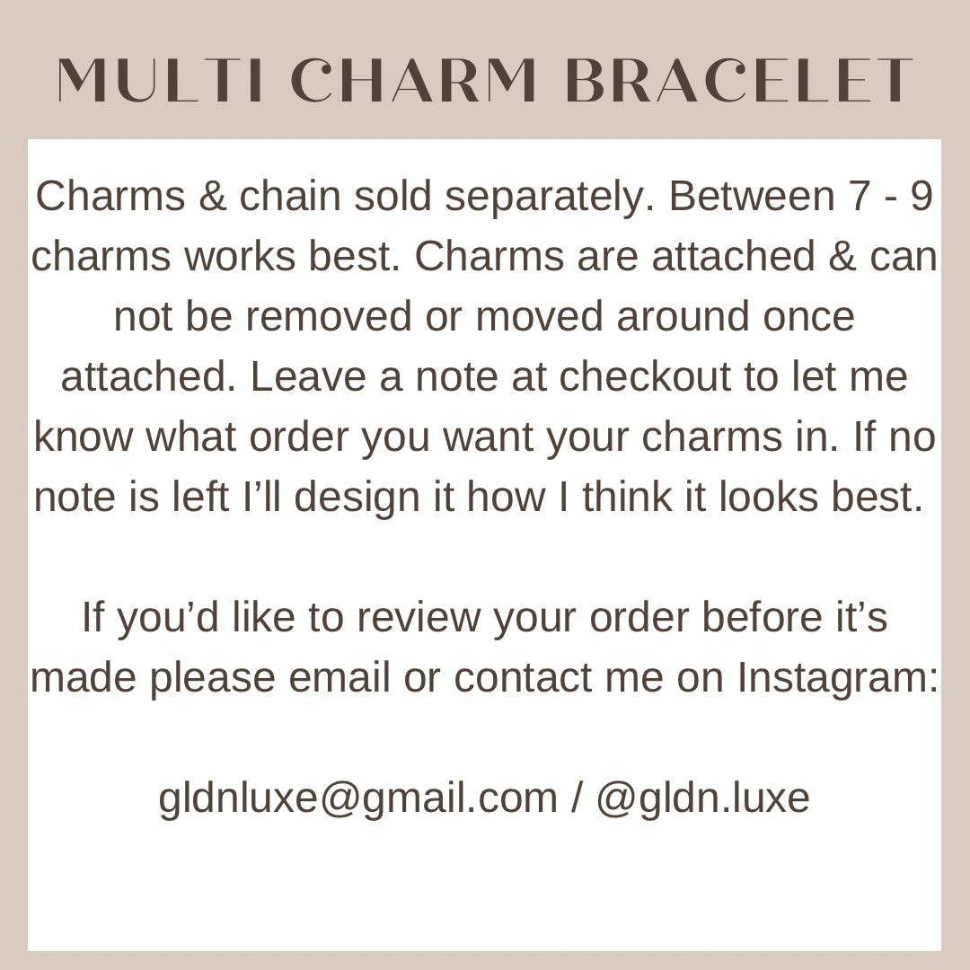 Multi Charm Paperclip Chain Bracelet