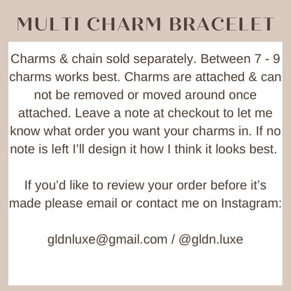 Multi Charm Paperclip Chain Bracelet