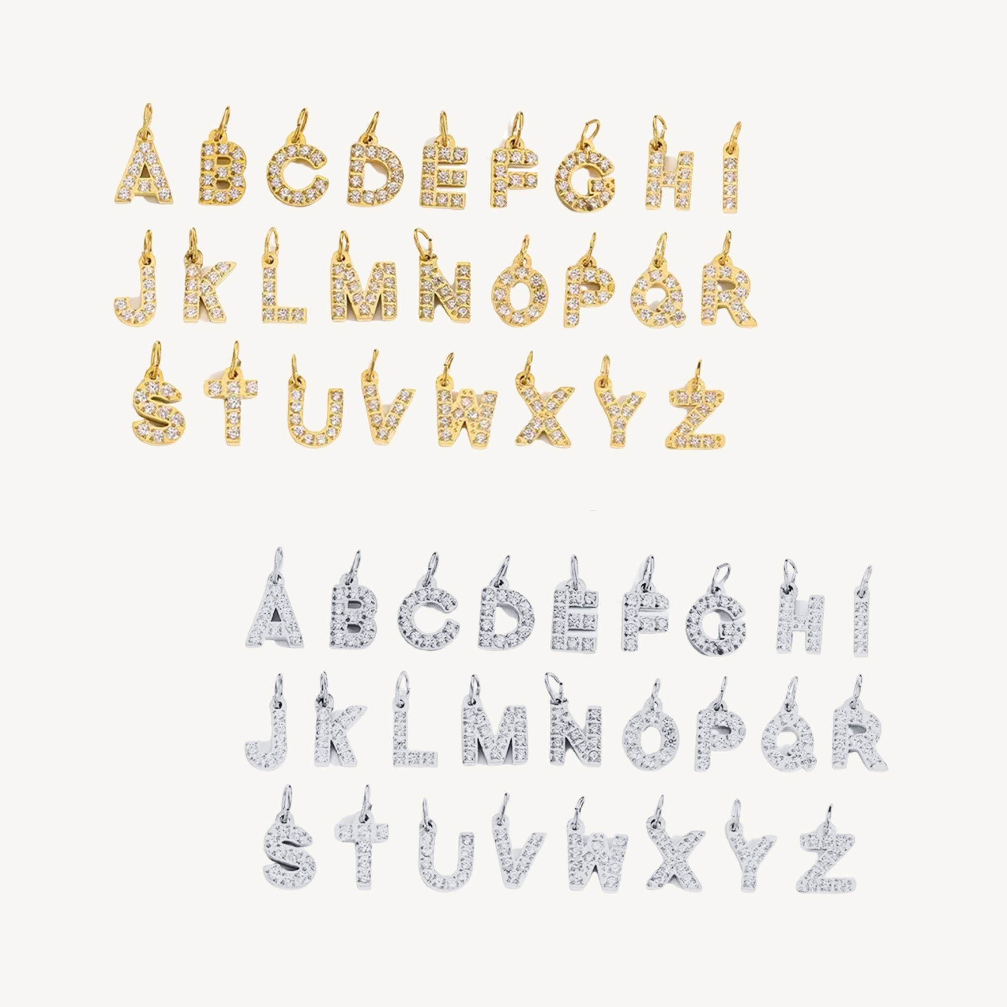 Cubic Zirconia Initial Charms